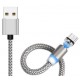 HUAWEI SAMSUNG XIAOMI MICRO USB / USB CABLE 1MT MAGNETIC SILVER  WITH LED