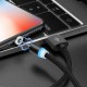 HUAWEI SAMSUNG XIAOMI TYPE C / USB CABLE 1MT MAGNETIC SILVER  WITH LED